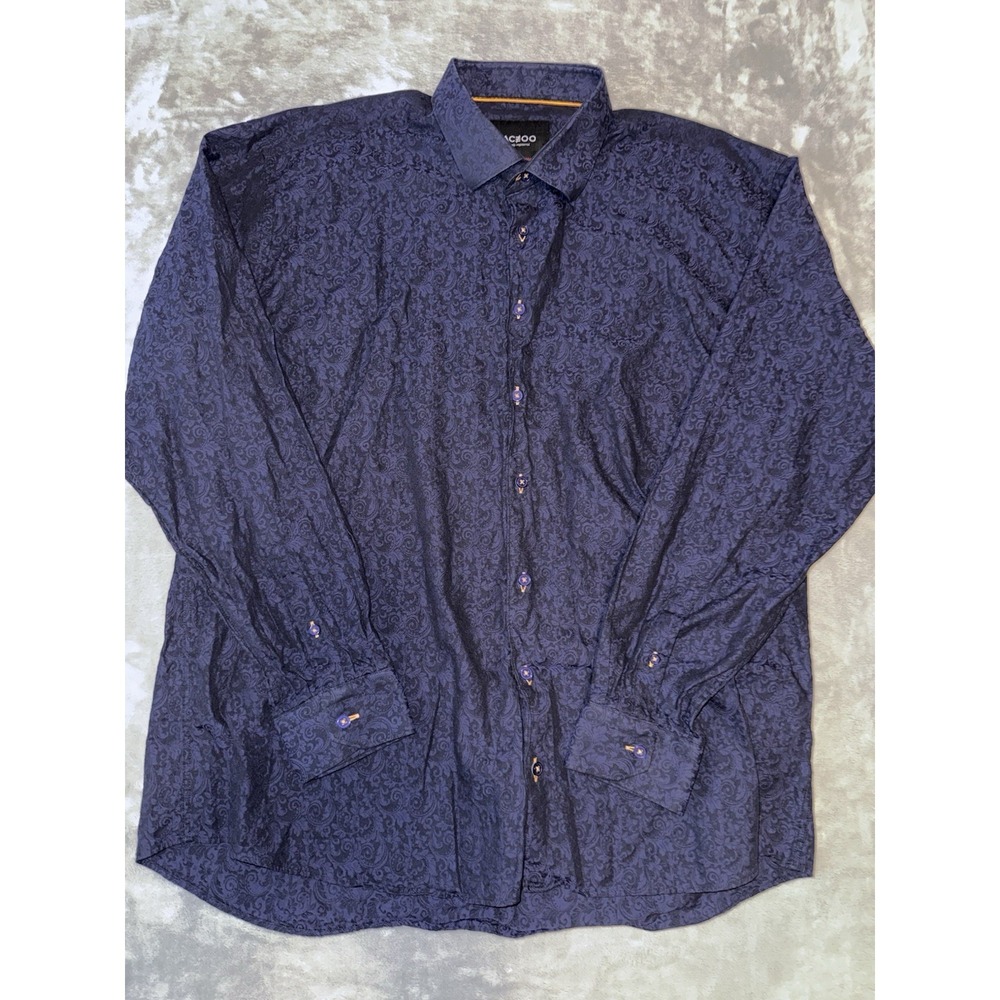 Maceoo Fibonacci Paisley Royal Navy Shirt Men's Sz 7/3XL Button Up Long Sleeve